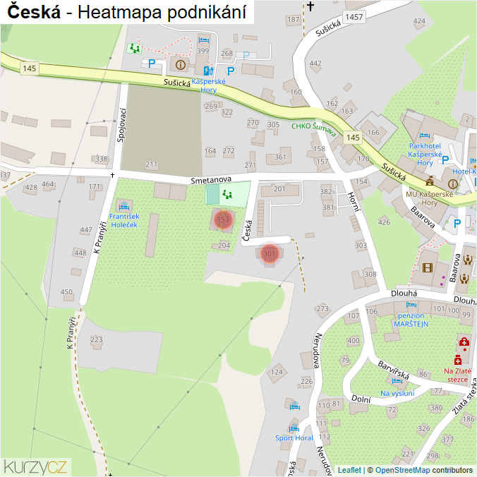 Mapa Česká - Firmy v ulici.