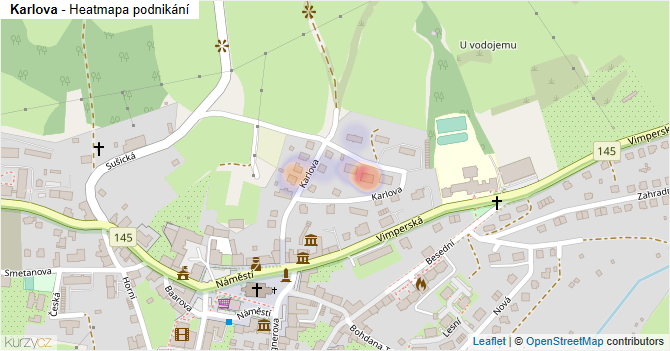 Karlova - mapa podnikání