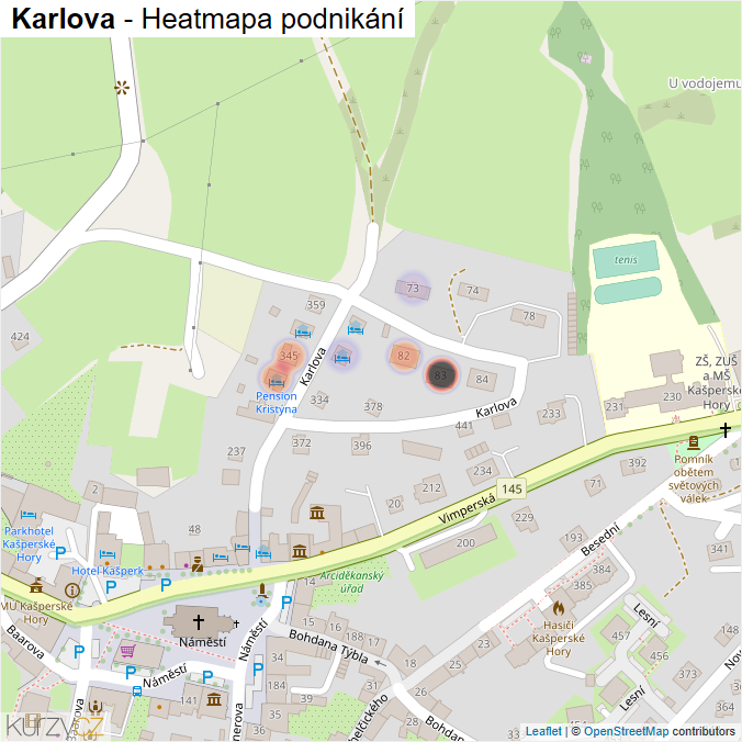 Mapa Karlova - Firmy v ulici.