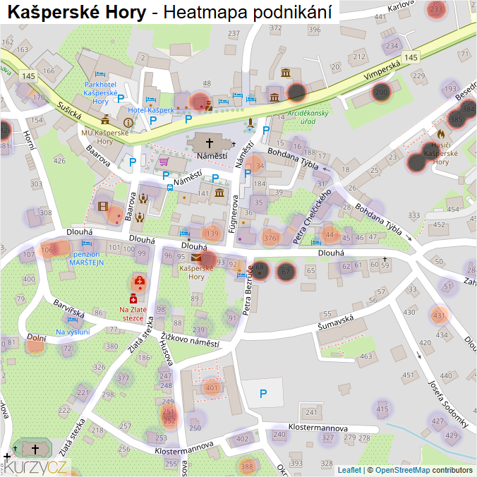 Mapa Kašperské Hory - Firmy v části obce.