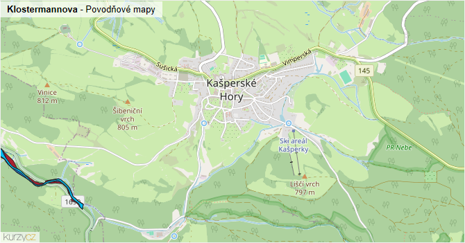 Klostermannova - záplavové mapy stoleté vody