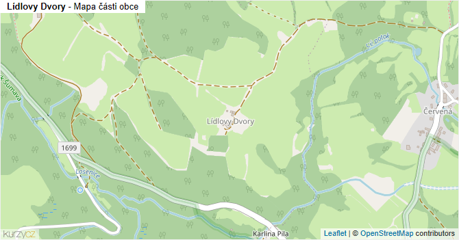 Lídlovy Dvory - mapa části obce