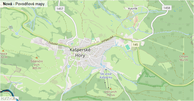 Nová - záplavové mapy stoleté vody