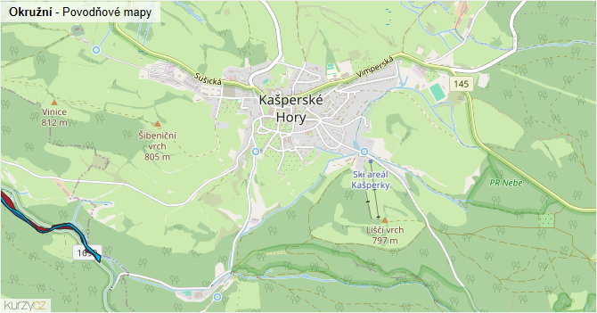Okružní - záplavové mapy stoleté vody