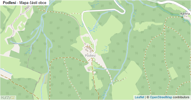 Podlesí - mapa části obce