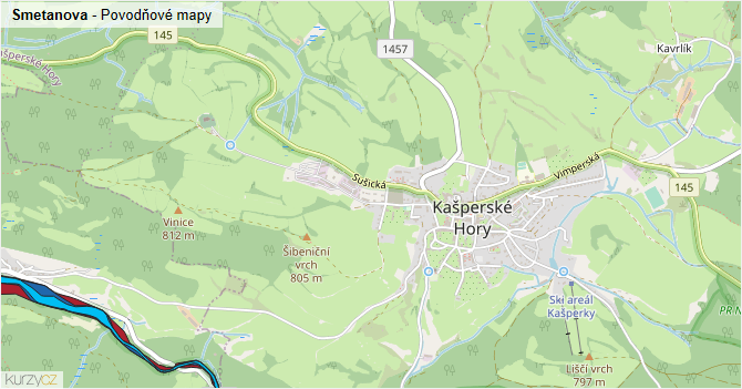 Smetanova - záplavové mapy stoleté vody