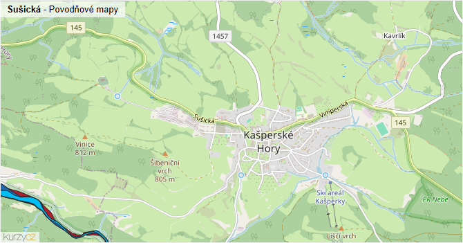 Sušická - záplavové mapy stoleté vody