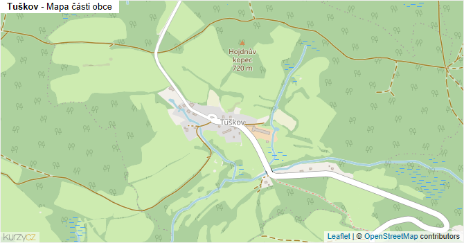 Tuškov - mapa části obce