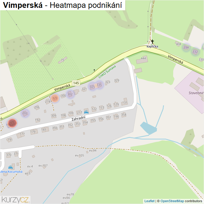 Mapa Vimperská - Firmy v ulici.