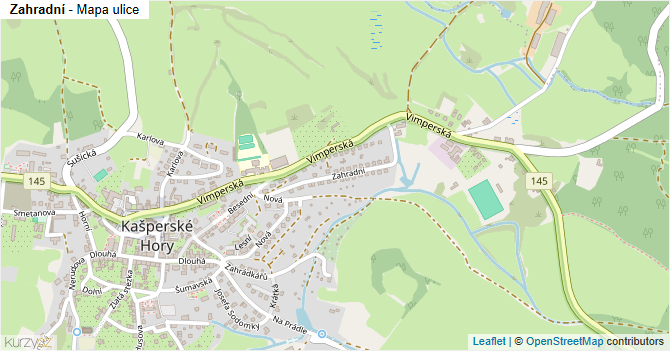 Zahradní - mapa ulice