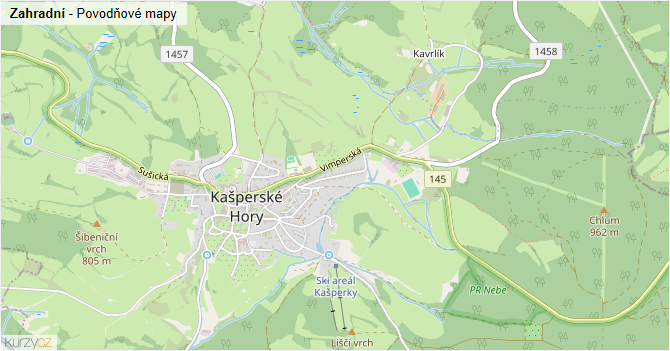 Zahradní - záplavové mapy stoleté vody