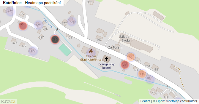 Kateřinice - mapa podnikání