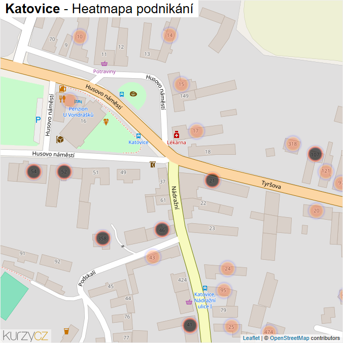 Mapa Katovice - Firmy v obci.