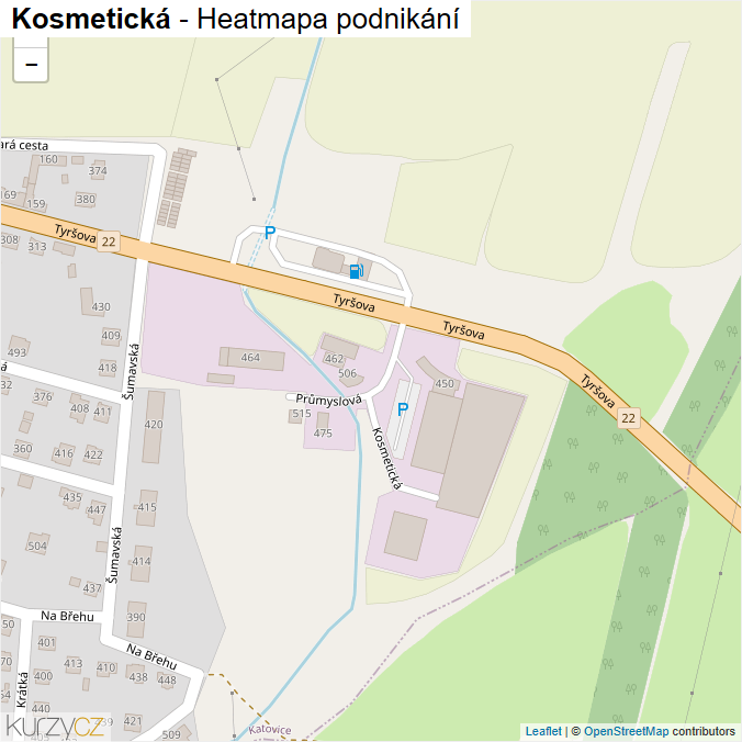 Mapa Kosmetická - Firmy v ulici.