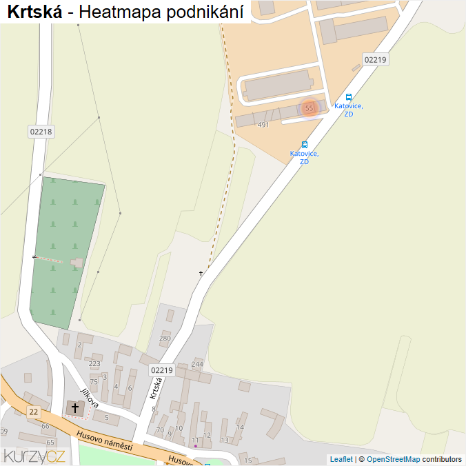 Mapa Krtská - Firmy v ulici.