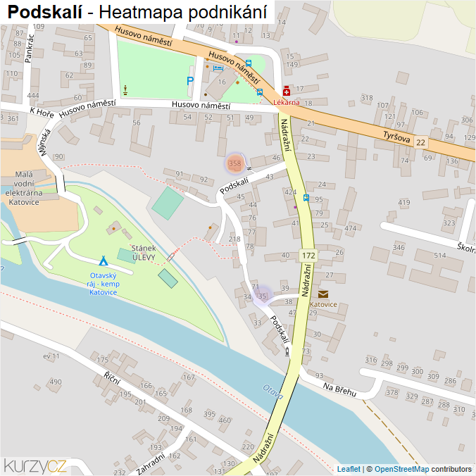 Mapa Podskalí - Firmy v ulici.