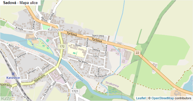 Sadová - mapa ulice
