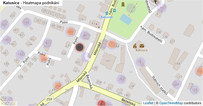 Katusice - mapa podnikání