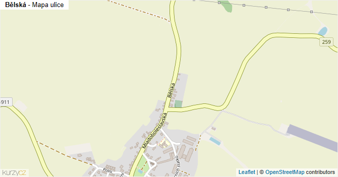 Bělská - mapa ulice