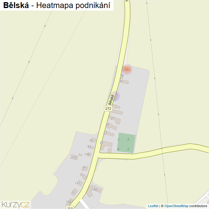 Mapa Bělská - Firmy v ulici.