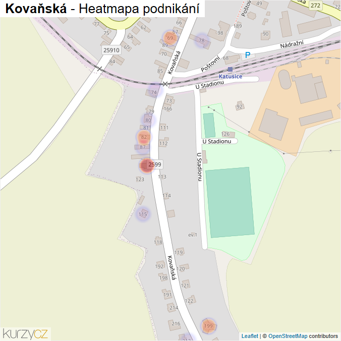 Mapa Kovaňská - Firmy v ulici.