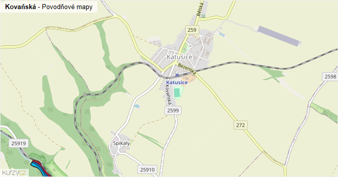 Kovaňská - záplavové mapy stoleté vody