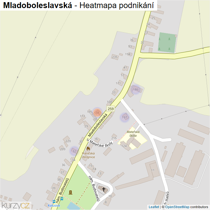 Mapa Mladoboleslavská - Firmy v ulici.