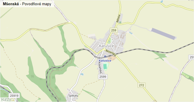 Mšenská - záplavové mapy stoleté vody