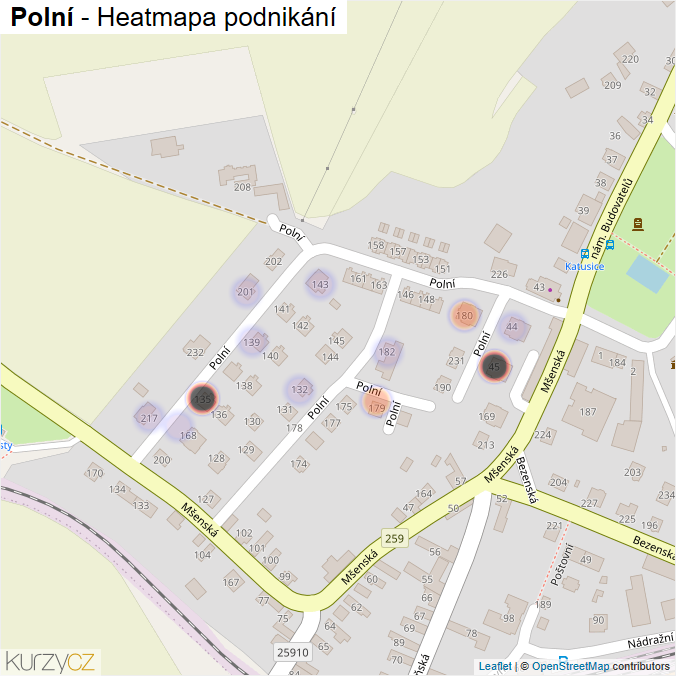 Mapa Polní - Firmy v ulici.