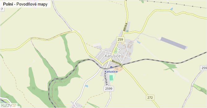 Polní - záplavové mapy stoleté vody