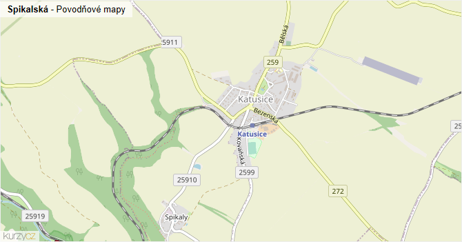 Spikalská - záplavové mapy stoleté vody