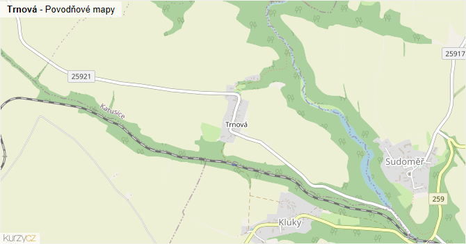 Trnová - záplavové mapy stoleté vody