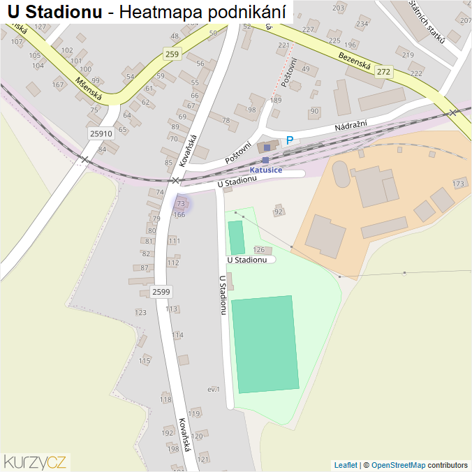 Mapa U Stadionu - Firmy v ulici.