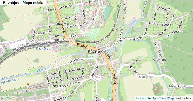Kaznějov - mapa města