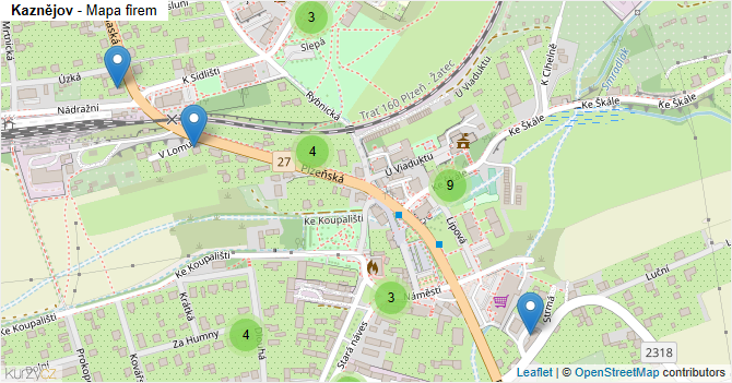 Kaznějov - mapa firem
