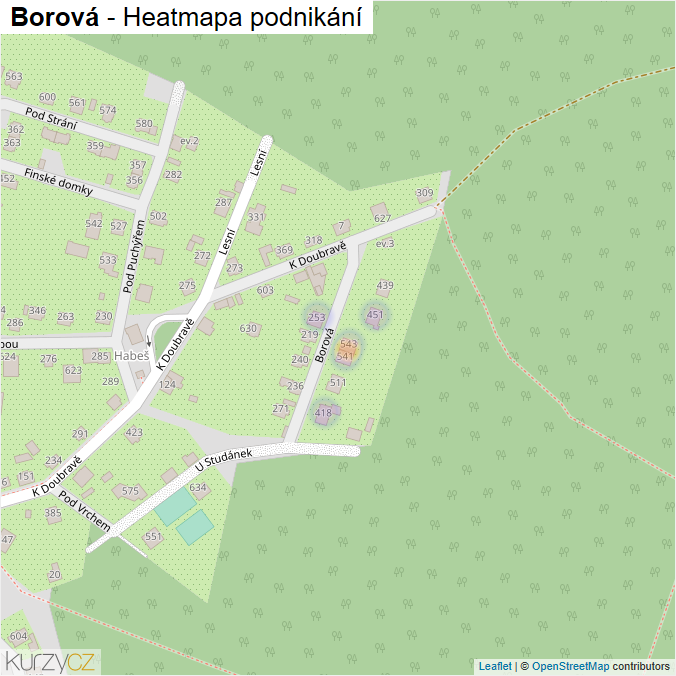 Mapa Borová - Firmy v ulici.