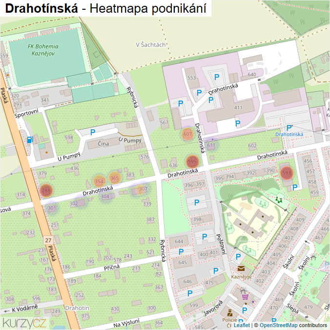 Mapa Drahotínská - Firmy v ulici.