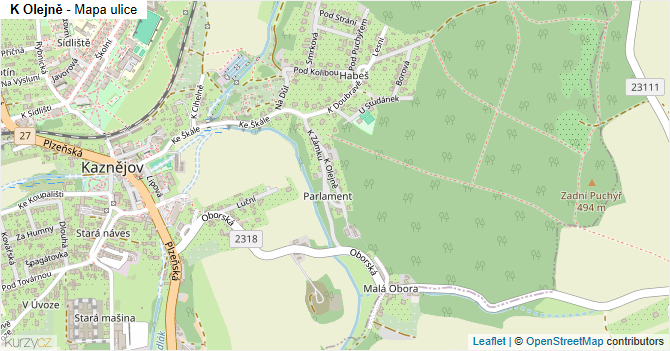 K Olejně - mapa ulice