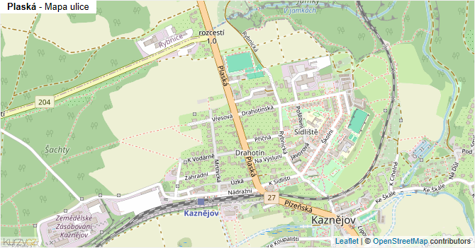 Plaská - mapa ulice