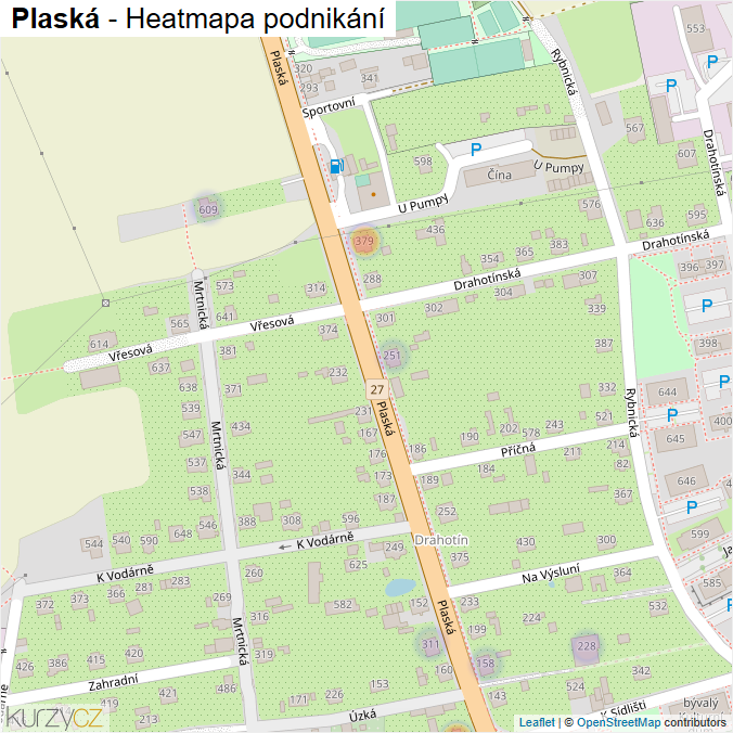 Mapa Plaská - Firmy v ulici.