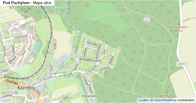Pod Puchýřem - mapa ulice