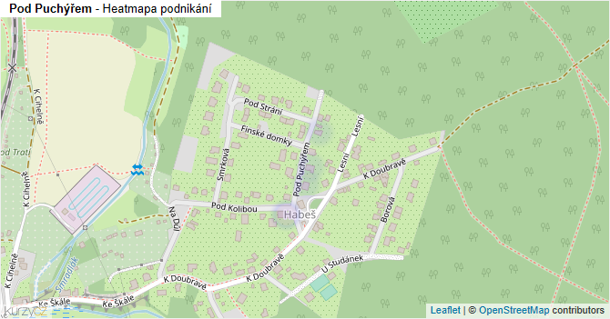 Pod Puchýřem - mapa podnikání