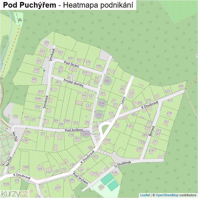 Mapa Pod Puchýřem - Firmy v ulici.