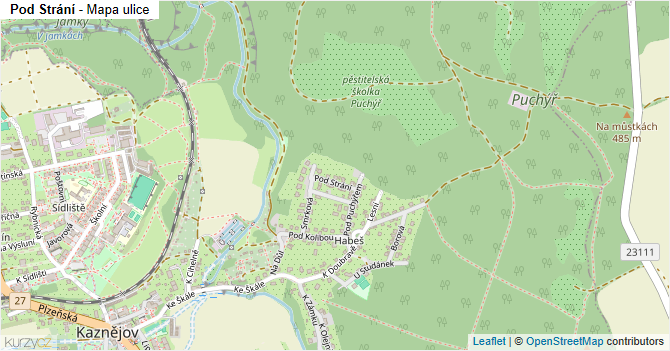 Pod Strání - mapa ulice