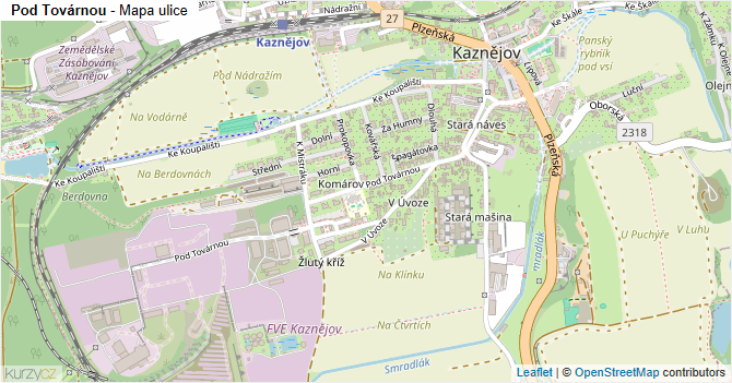 Pod Továrnou - mapa ulice