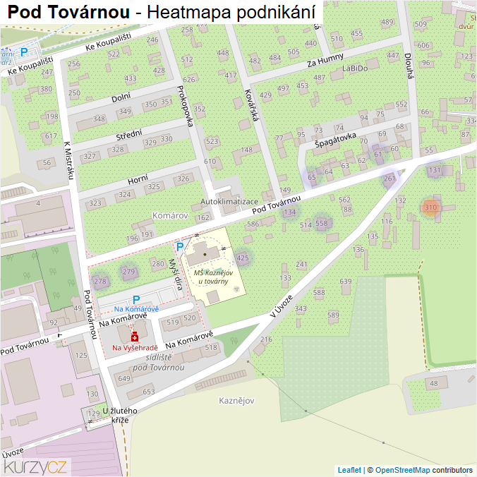 Mapa Pod Továrnou - Firmy v ulici.