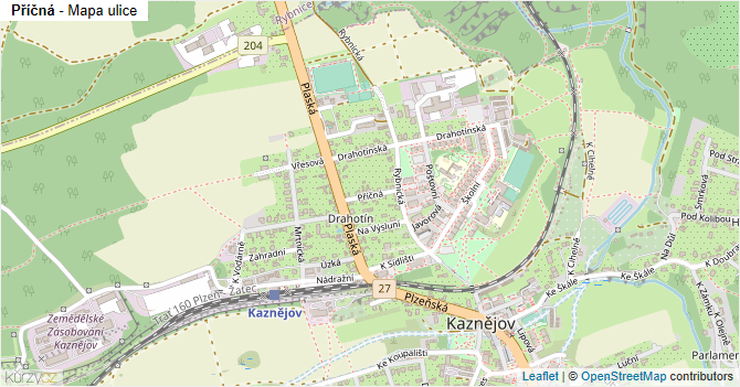 Příčná - mapa ulice