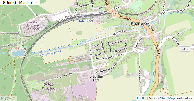 Střední - mapa ulice