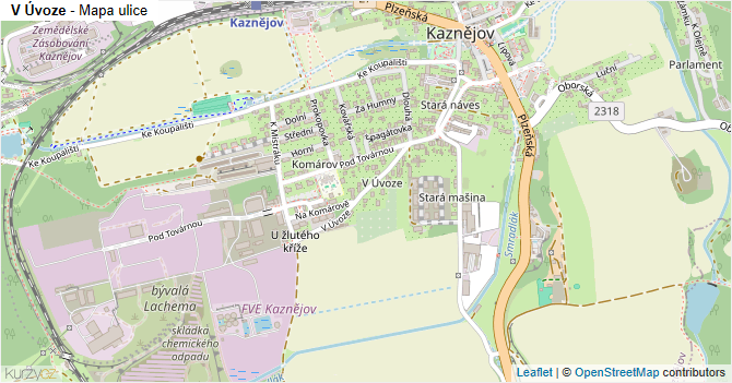 V Úvoze - mapa ulice