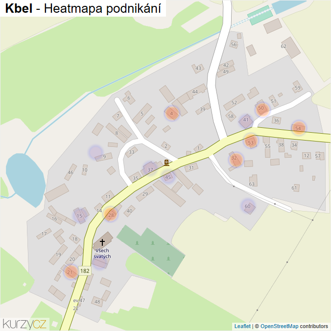 Mapa Kbel - Firmy v části obce.
